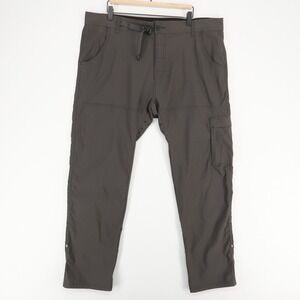 Prana Zion II Pants Mens 40X32 Gray Stretch Nylon Slim Fit Roll Up Hiking Trek